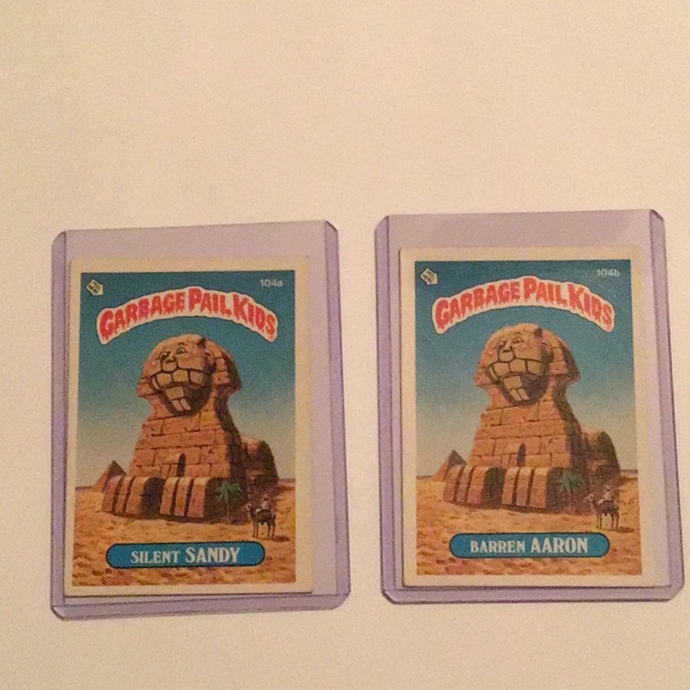 * 1986Garbage Pail Kids Trading Cards - Silent Sandy 104 a & Barren Aaron 104 b